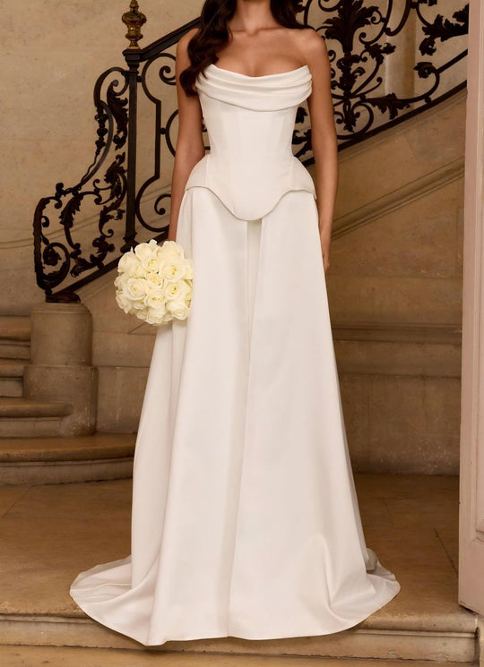 Damen Hochwertiges Brautkleid mit eleganter Drapierung und herzförmigem Ausschnitt R&B