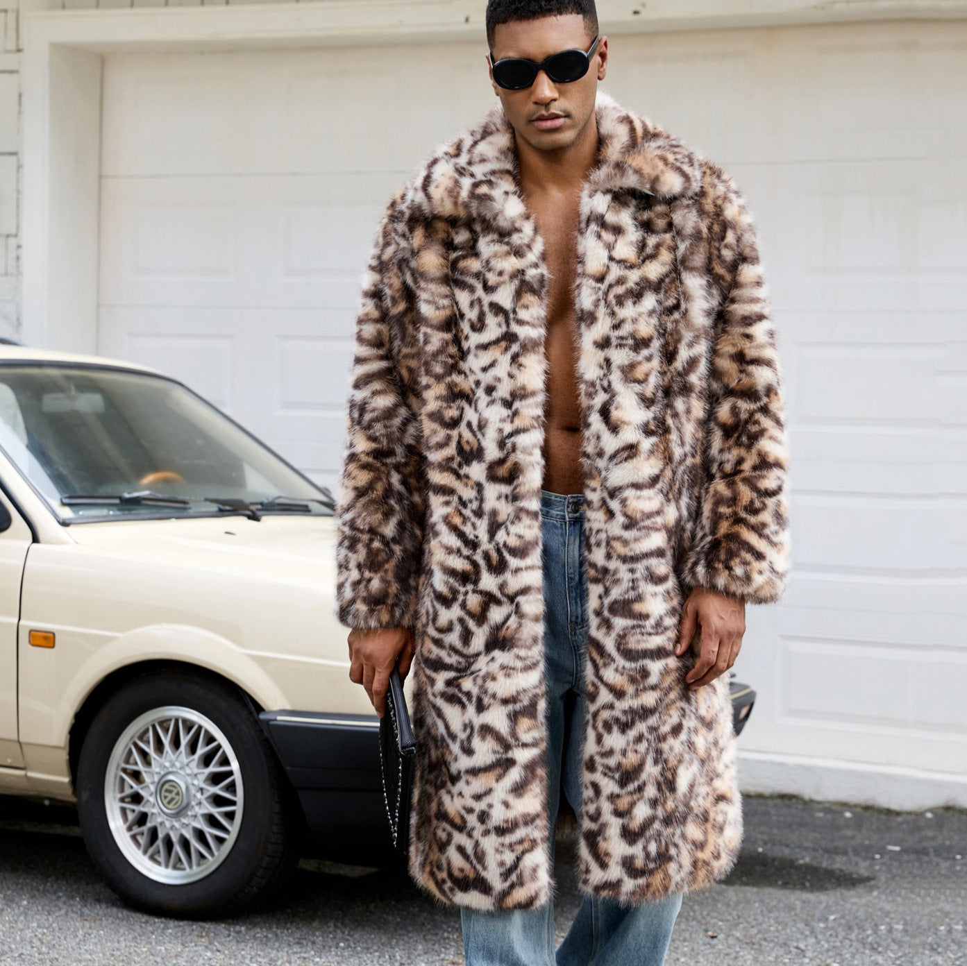 Herren Modischer Kunstfellmantel mit aufregendem Tierdesign R&B