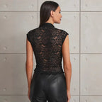 Damen Spitzenbluse mit Stehkragen R&B