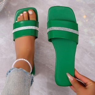 Damen modische Slides mit glitzerndem Riemen R&B