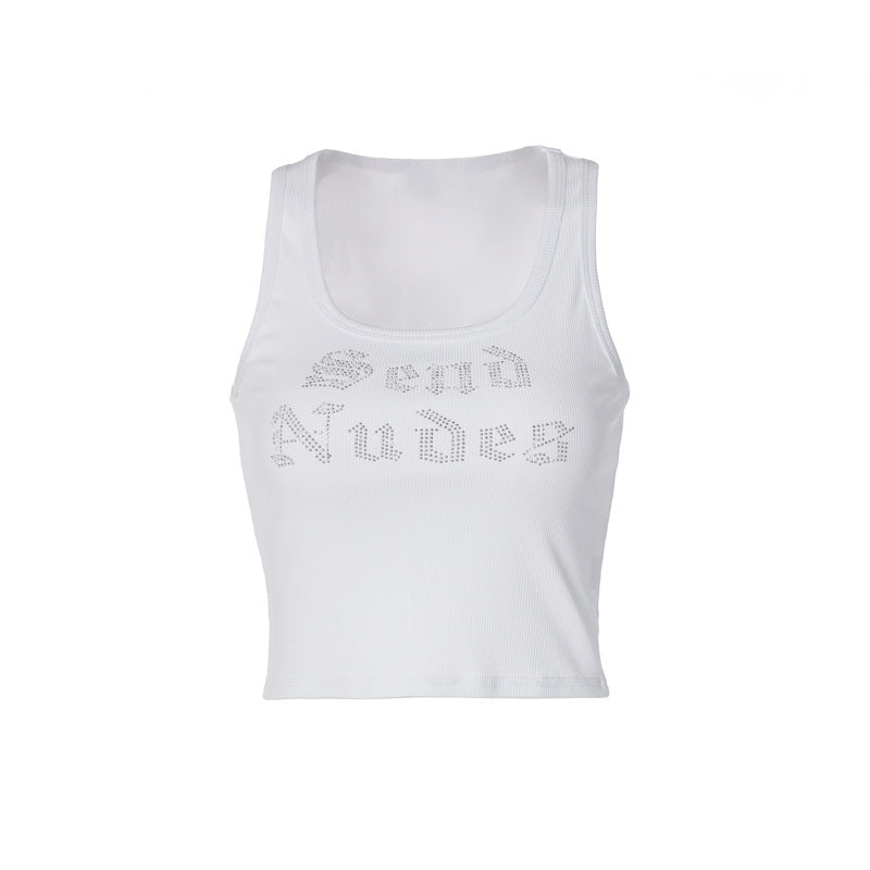 Damen Crop-Top mit funkelndem Schriftzug R&B