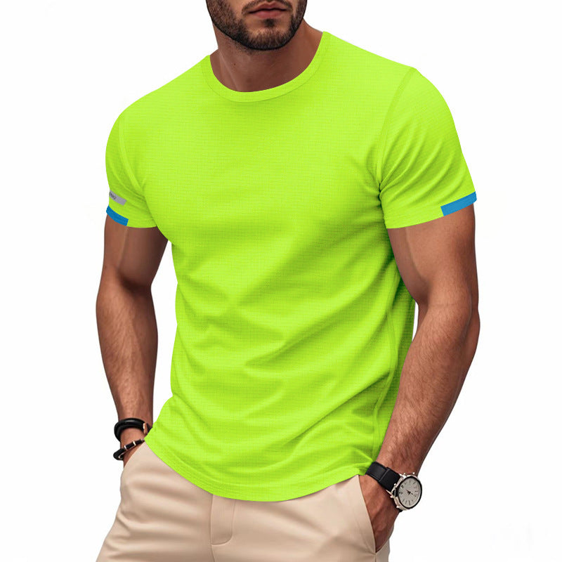 Herren nan athletisches Kurzarm Baumwolljersey T-Shirt mit Rundhalsausschnitt und reflektierenden Ärmeldetails R&B
