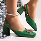Damen Slingback-Highheels mit dekorativem Schmuckdetail R&B