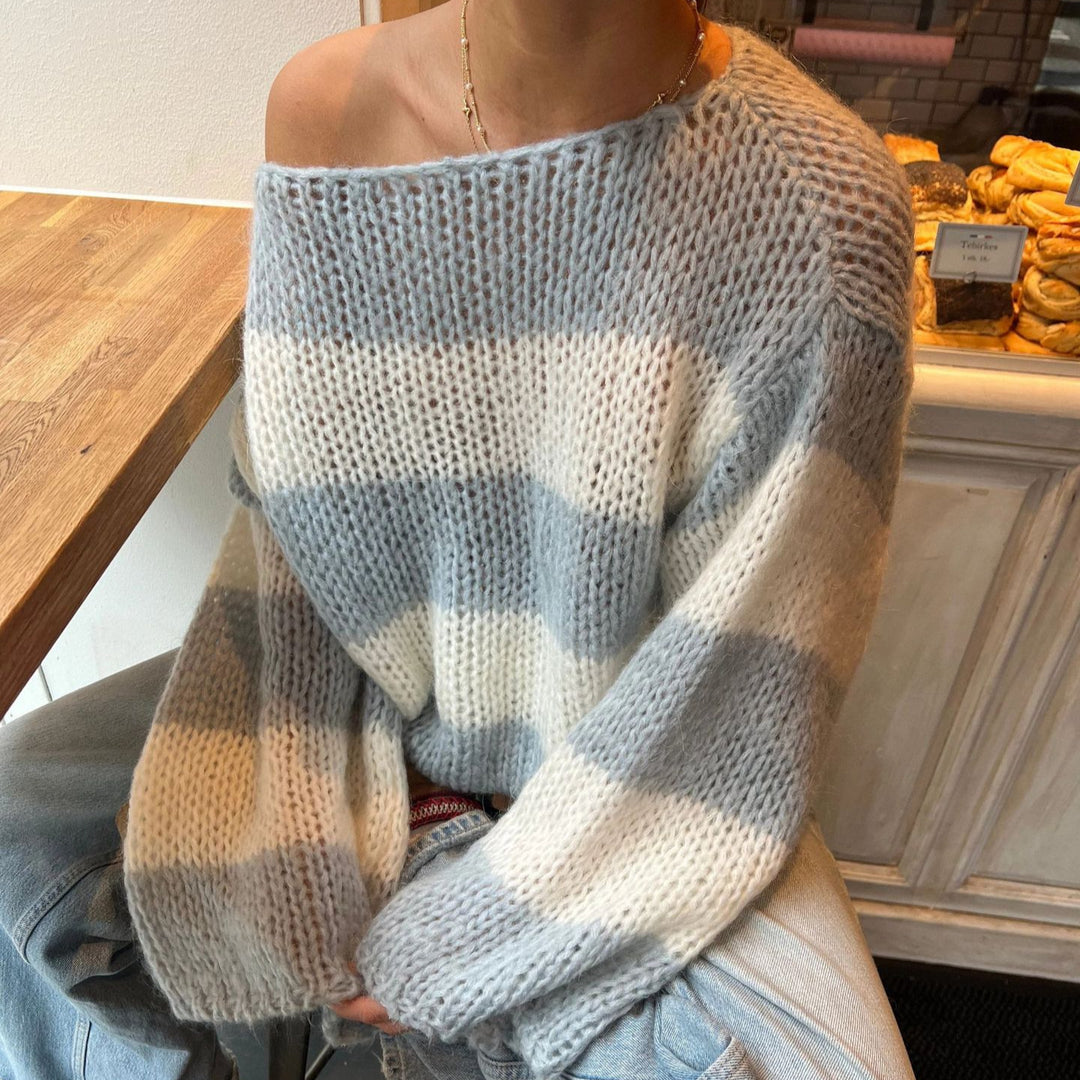 Damen Grober Strickpullover mit weitem Schnitt und breiten Ärmeln R&B