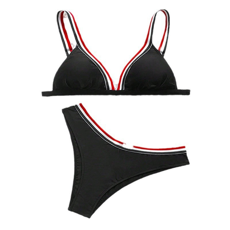 Damen Sportlicher Bikini mit modernem V-Ausschnitt R&B
