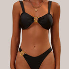 Damen Chic und Eleganter Bikini mit goldener Schnalle R&B