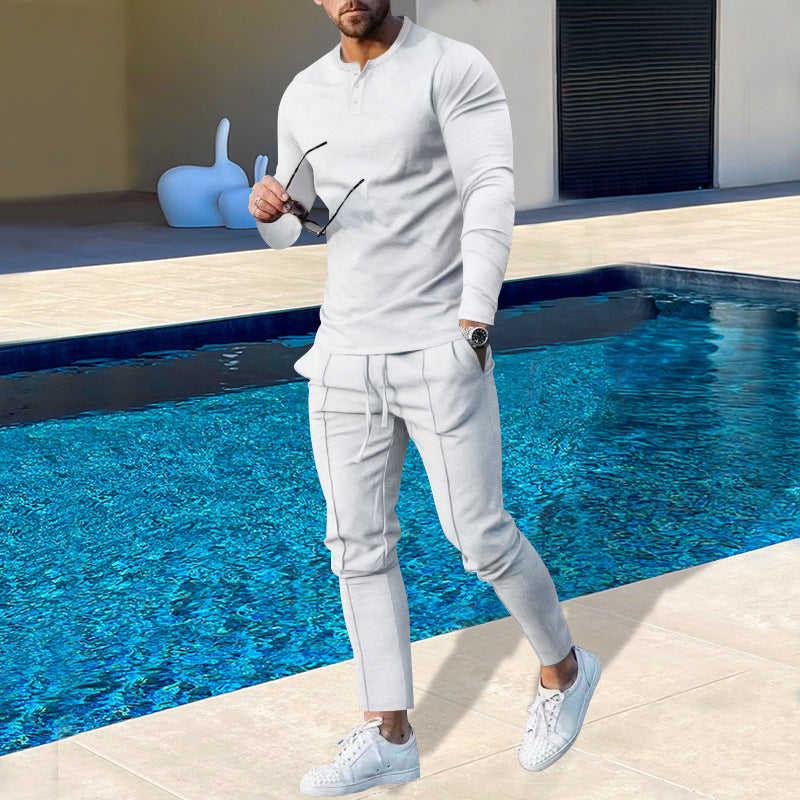 Herren modisches Freizeit-Set mit atmungsaktivem Langarmoberteil und bequemen Jogginghosen R&B