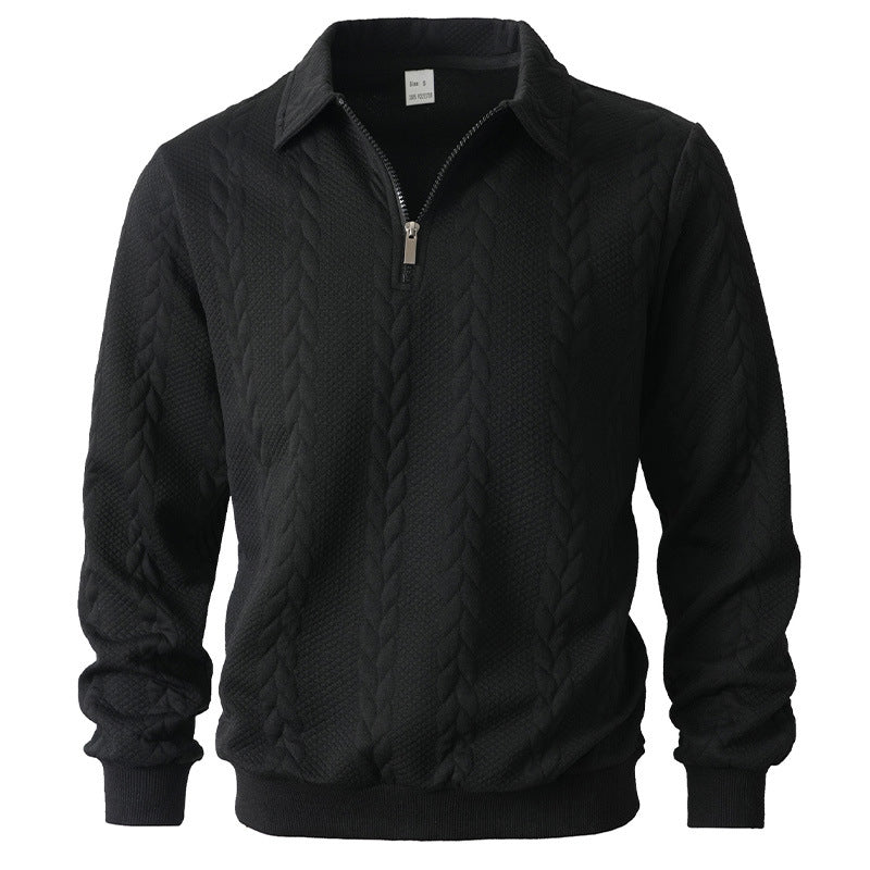 Herren eleganter Strickpullover mit Reißverschluss R&B