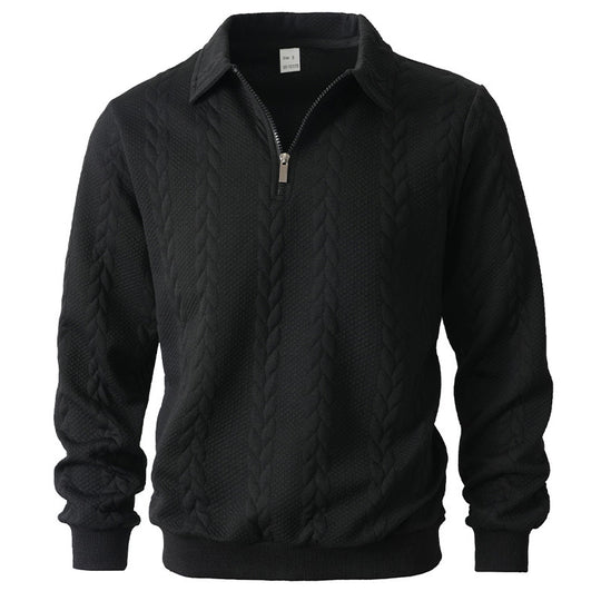 Herren eleganter Strickpullover mit Reißverschluss R&B