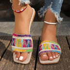 Damen Trendige Slipper mit buntem Musterdruck und komfortablem Fußbett R&B