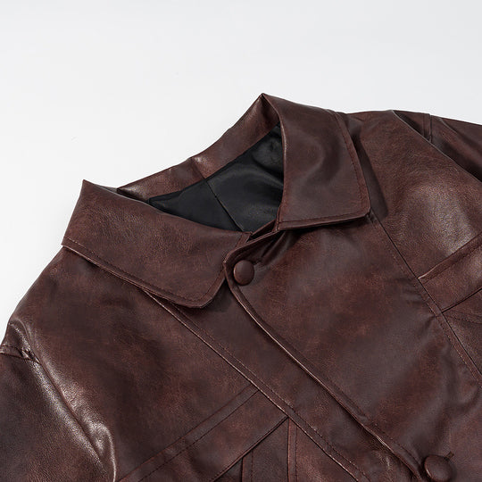 Damen Kunstlederjacke mit strukturiertem Design und praktischen Taschen R&B