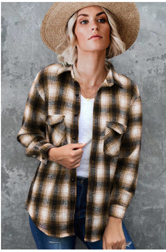 Damen Gestreifte Flanell-Bluse mit zwei Brusttaschen R&B