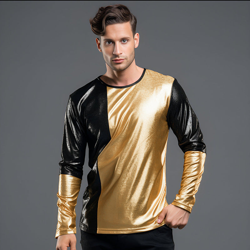 Herren Modisches Metallic Langarmshirt mit eleganten Kontrasten