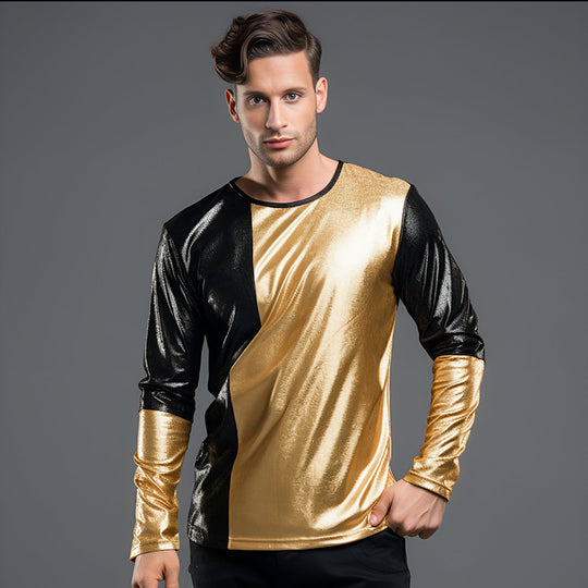 Herren Modisches Metallic Langarmshirt mit eleganten Kontrasten R&B