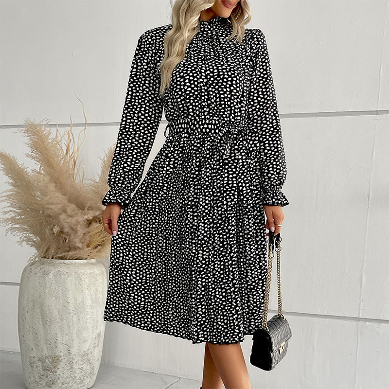 Damen Midi-Kleid mit eleganter Rüschendetails und Taillengürtel R&B