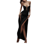 Damen Maxi-Kleid mit ausgefallenem Cut-Out-Design und seitlichen Schlitzen R&B