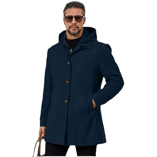 Herren elegante Übergangsjacke mit Kapuze und ausgestellten Abnähern R&B
