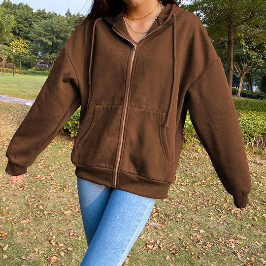 Damen Freizeit Übergroße Zip-Up Hoodie R&B
