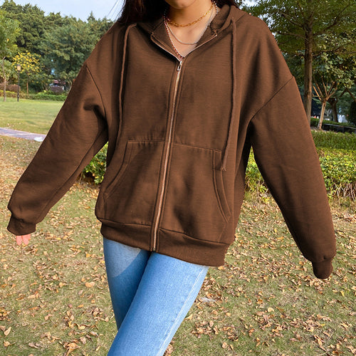 Damen Freizeit Übergroße Zip-Up Hoodie R&B