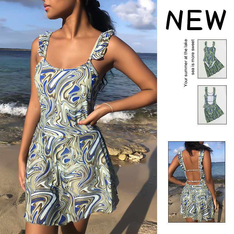 Damen Strandkleid mit verspielten Rüschendetails R&B