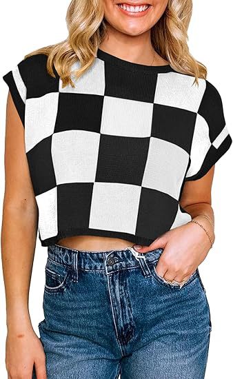 Damen modisches gestreiftes Cropped Top mit Boxy-Schnitt und luftiger Textur R&B