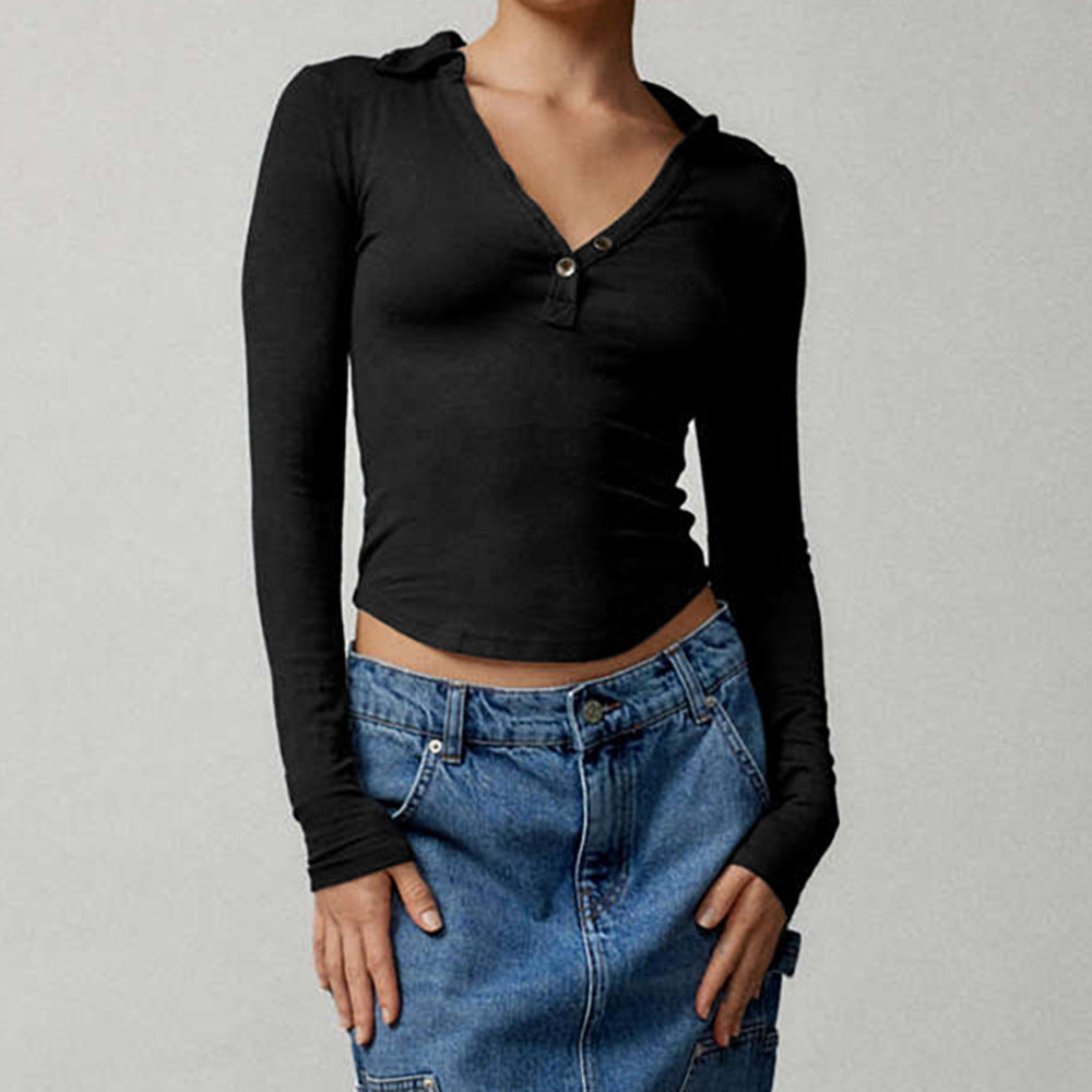 Damen Langarmshirt mit Knopfleiste und Polo-Kragen R&B