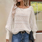 Damen luftiger Strickpullover mit offshoulder Design R&B
