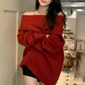 Damen Oversized Pullover mit Off-Shoulder-Schnitt