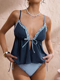 Damen lässiger Bademoden-Tankini mit Rüschendetails R&B