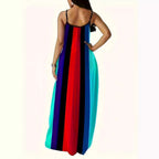 Damen Maxikleid mit tiefem V-Ausschnitt und seitlichen Eingrifftaschen R&B