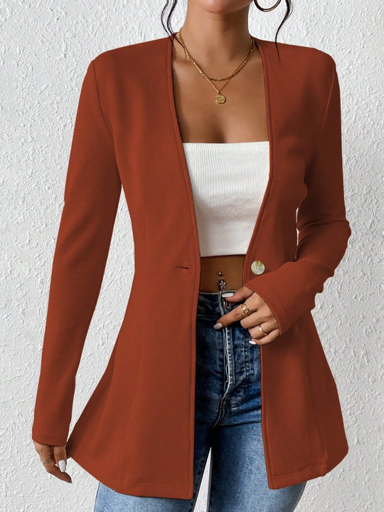 Damen elegante Blazerjacke mit asymmetrischem Schnitt R&B