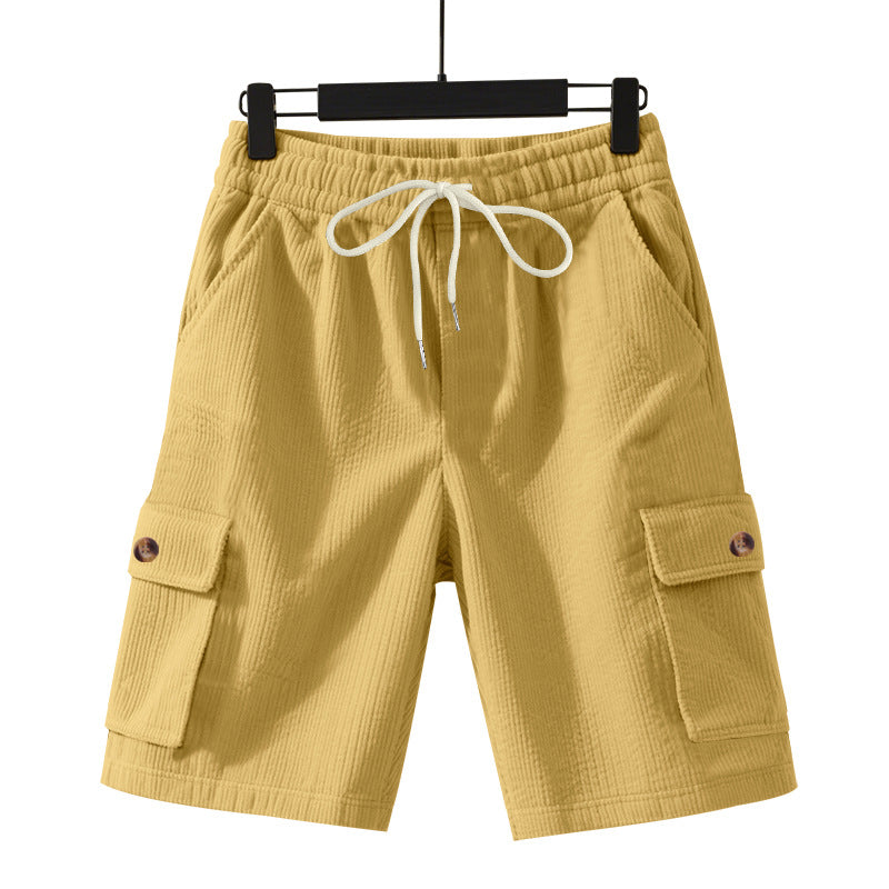 Herren nan Cord-Cargo-Shorts mit elastischem Tunnelzugbund, aufgesetzten Cargotaschen und weichem Baumwollmix R&B