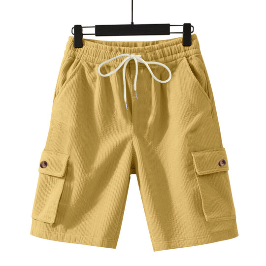 Herren nan Cord-Cargo-Shorts mit elastischem Tunnelzugbund, aufgesetzten Cargotaschen und weichem Baumwollmix R&B