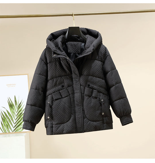 Damen Modische leichte Pufferjacke mit praktischen Taschen und Kapuze R&B