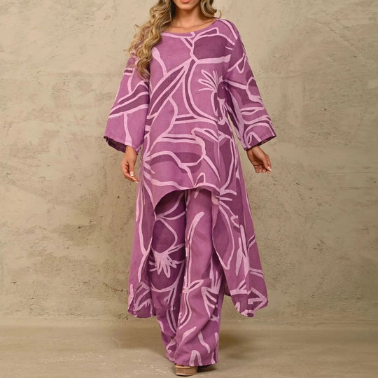 Damen Lässiges Tunika- und Hosen-Set mit floralem Muster R&B