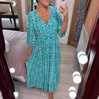 Damen Maxikleid mit schmeichelndem V-Ausschnitt und voluminösen Ärmeln R&B