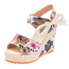 Damen Wedge-Sandalen mit floralem Design und Binde-Detail R&B
