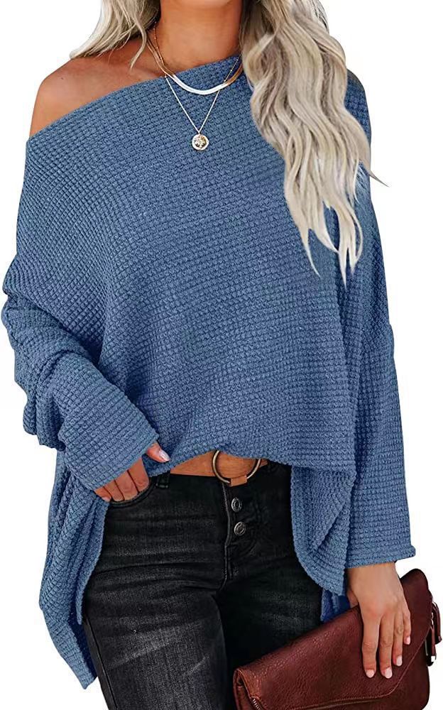 Damen lässiger Off-Shoulder Pullover im Strukturdesign R&B
