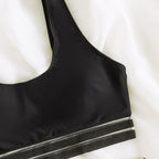 Damen Sport-Bikini-Set mit rückenfreiem Oberteil und hohem Bund R&B