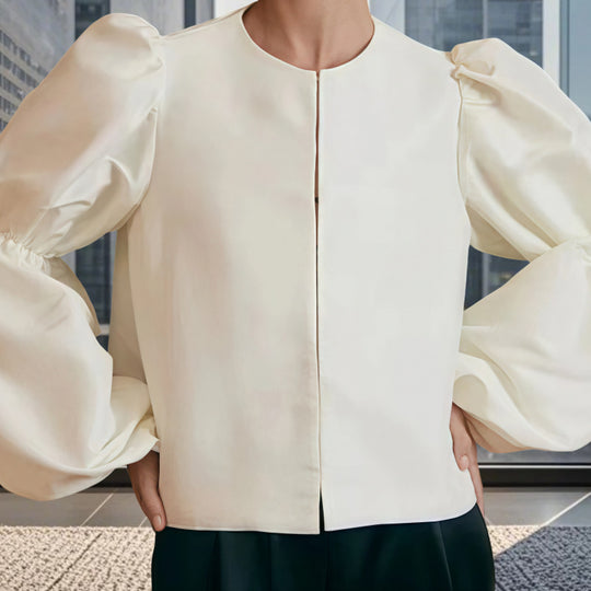 Damen Bluse mit voluminösen Puffärmeln und elegantem Design R&B