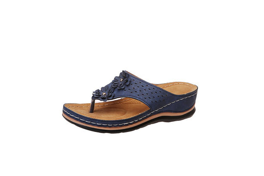 Damen Komfortable Zehentrenner-Sandalen mit floralem Design R&B