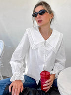Damen Bluse mit großen Spitzeneinsätzen R&B