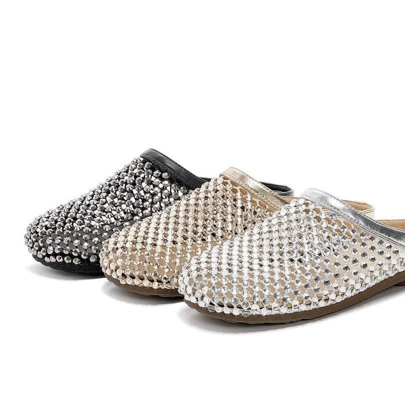 Damen modische Pantoletten mit eleganter Strassverzierung und bequemer Sohle R&B