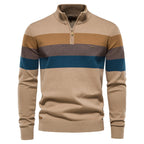 Herren Strickpullover mit modischem Stehkragen und feinen Streifen