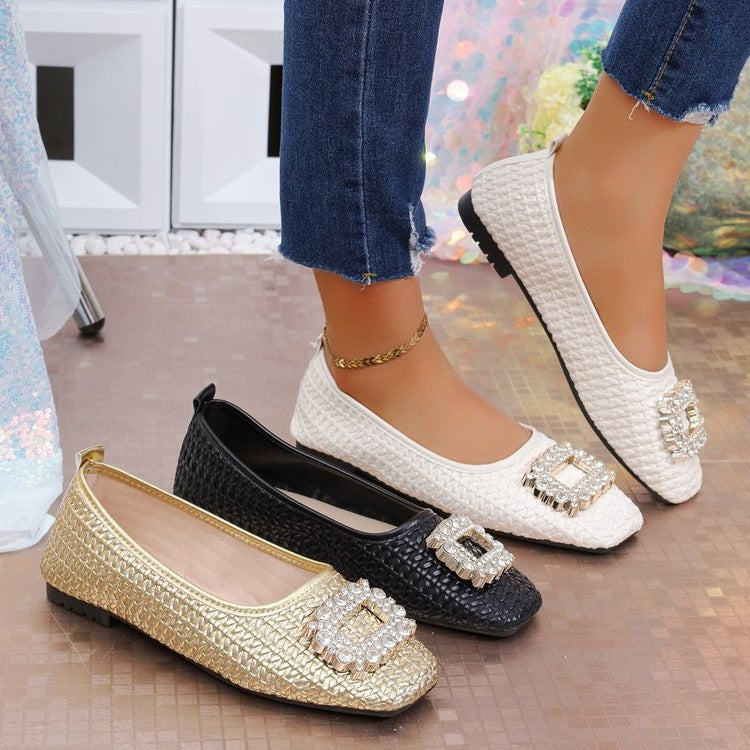 Damen elegante Ballerinas mit funkelndem Schmuckelement R&B