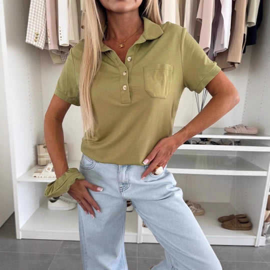 Damen Polohemd mit eleganter Knopfleiste von R&B