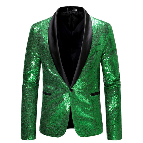 Herren eleganter Pailletten-Blazer mit modernem Schnitt und schimmernden Akzenten R&B