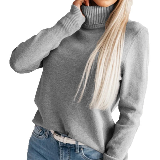 Damen eleganter Rollkragenpullover mit Knopfdetails R&B