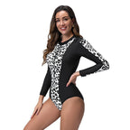 Damen Langarm-Surfanzug mit modernem Tiermuster R&B