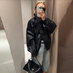 Damen elegante und voluminöse jacke mit Stehkragen R&B